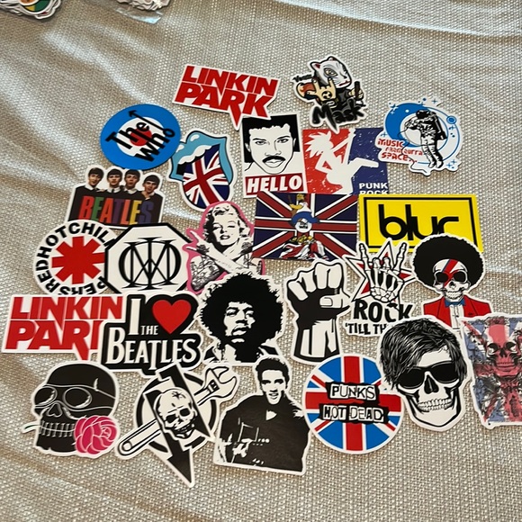 Other - - 3/$10 NEW lot 25 stickers rock pink music skull